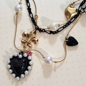Betsey Johnson gold and black Paris-themed necklace